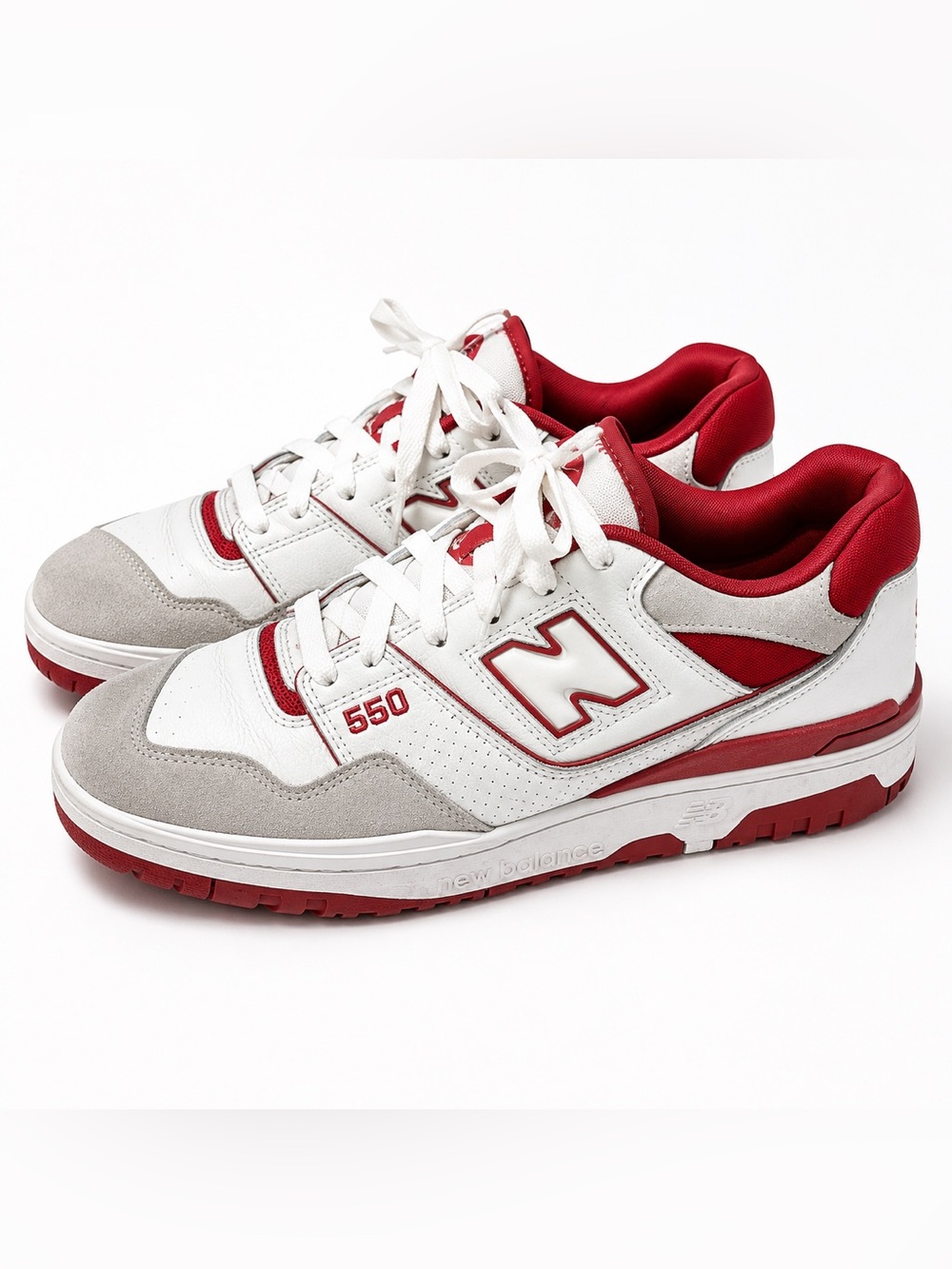 New Balance 550 White Varsity Red Leather Sneakers Men’s Size 13 Casual